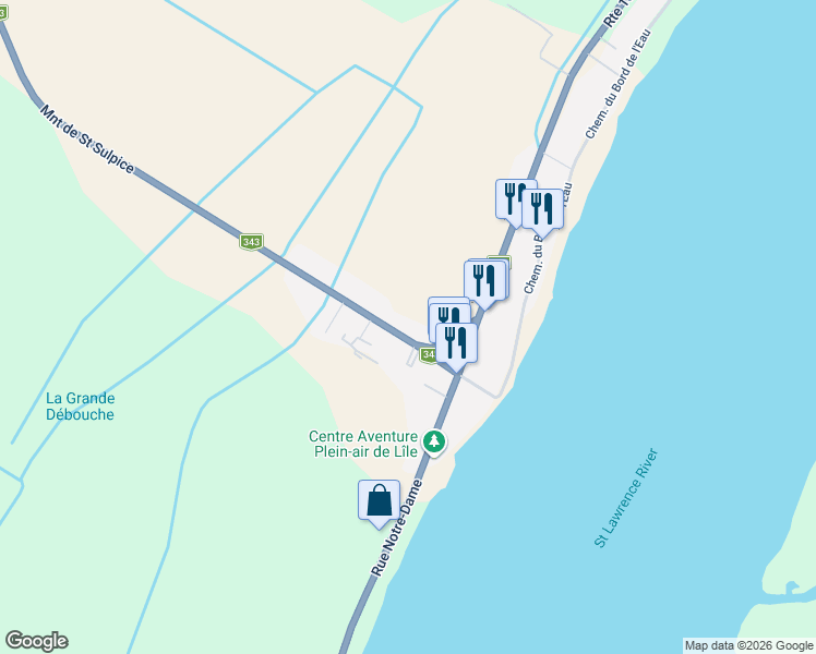 map of restaurants, bars, coffee shops, grocery stores, and more near 71 Montée de Saint Sulpice in Sainte-Marie-Salomé