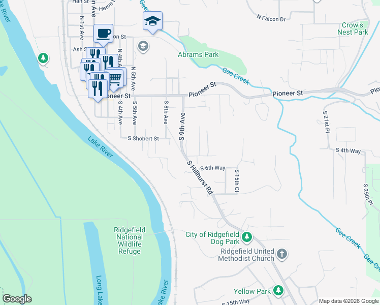 map of restaurants, bars, coffee shops, grocery stores, and more near 925 Cemetery Road in Ridgefield