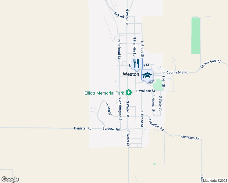 map of restaurants, bars, coffee shops, grocery stores, and more near 205 West Wallace Street in Weston