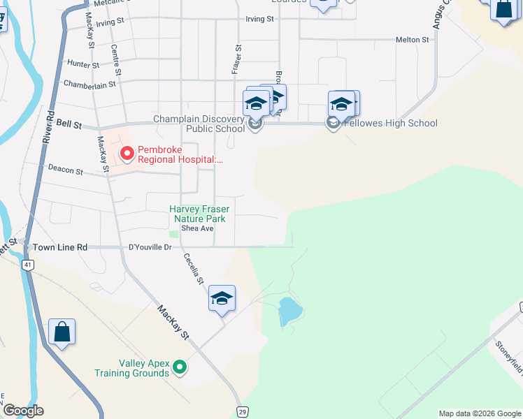 map of restaurants, bars, coffee shops, grocery stores, and more near 148 Poplar Ridge Road in Pembroke