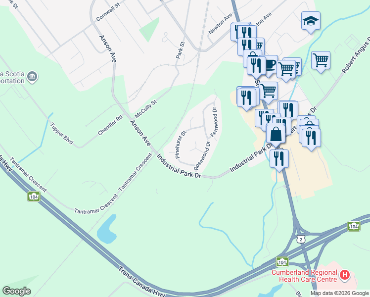 map of restaurants, bars, coffee shops, grocery stores, and more near 16 Kimberly Court in Amherst