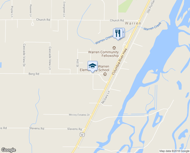 map of restaurants, bars, coffee shops, grocery stores, and more near 34502 Berg Road in Warren
