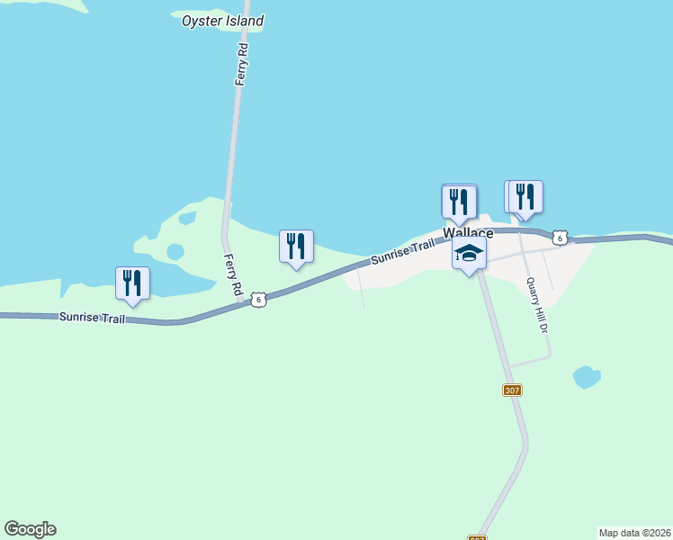 map of restaurants, bars, coffee shops, grocery stores, and more near Trunk 6 in Wallace