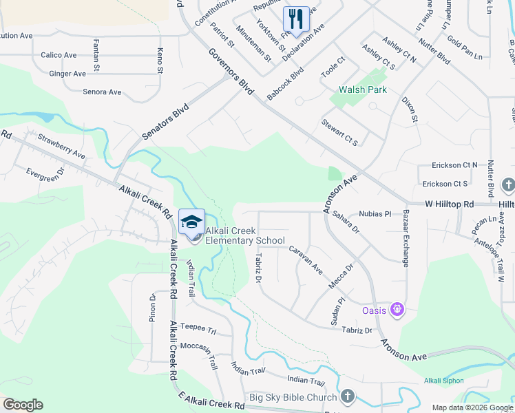 map of restaurants, bars, coffee shops, grocery stores, and more near 566 Asteroid Ave in Billings