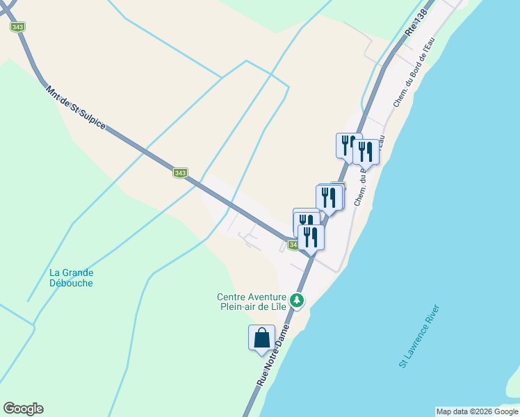 map of restaurants, bars, coffee shops, grocery stores, and more near 99 Montée de Saint Sulpice in Saint-Sulpice