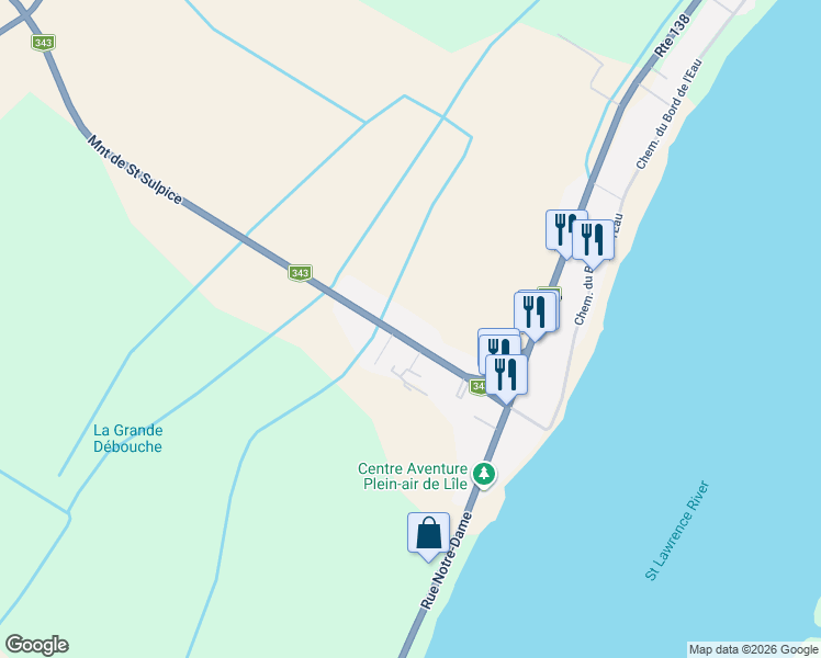 map of restaurants, bars, coffee shops, grocery stores, and more near 99 Montée de Saint Sulpice in Saint-Sulpice