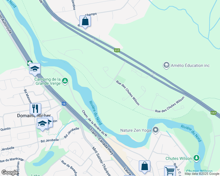 map of restaurants, bars, coffee shops, grocery stores, and more near 144 Rue des Méandres in Saint-Jérôme