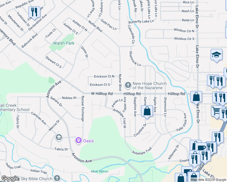 map of restaurants, bars, coffee shops, grocery stores, and more near 802 Nutter Boulevard in Billings