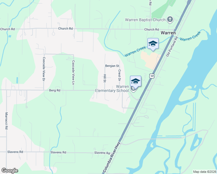 map of restaurants, bars, coffee shops, grocery stores, and more near 56348 Hill Street in Warren