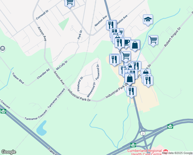 map of restaurants, bars, coffee shops, grocery stores, and more near 36 Rosewood Drive in Amherst