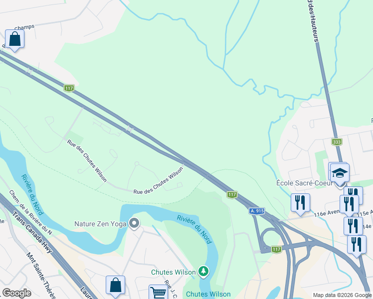 map of restaurants, bars, coffee shops, grocery stores, and more near 2331 Boulevard du Curé Labelle in Saint-Jérôme