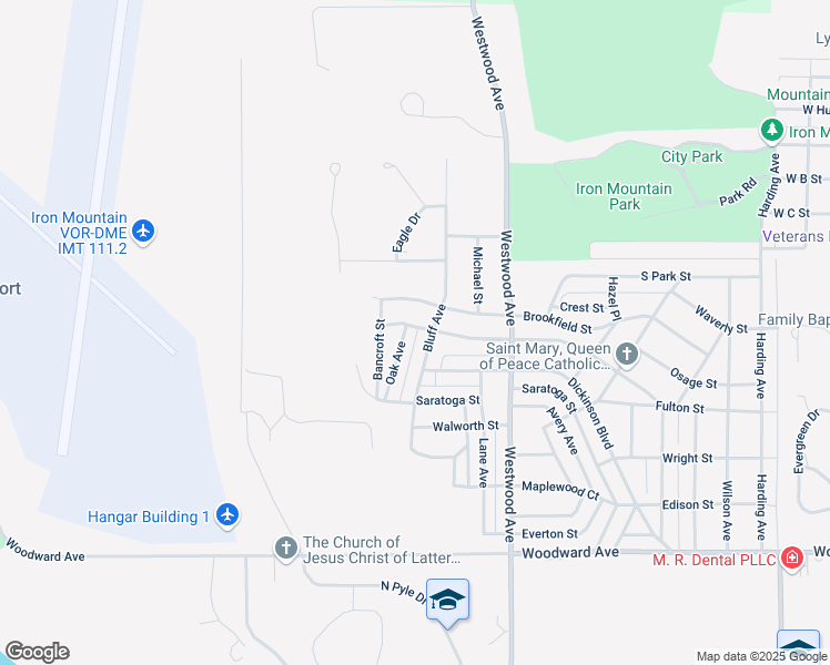 map of restaurants, bars, coffee shops, grocery stores, and more near 526-598 Bluff Avenue in Kingsford