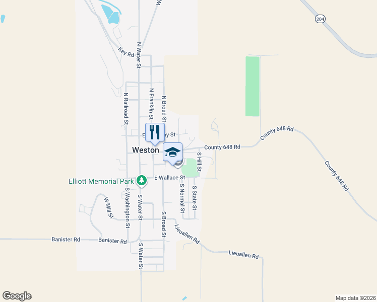 map of restaurants, bars, coffee shops, grocery stores, and more near 402 East Main Street in Weston