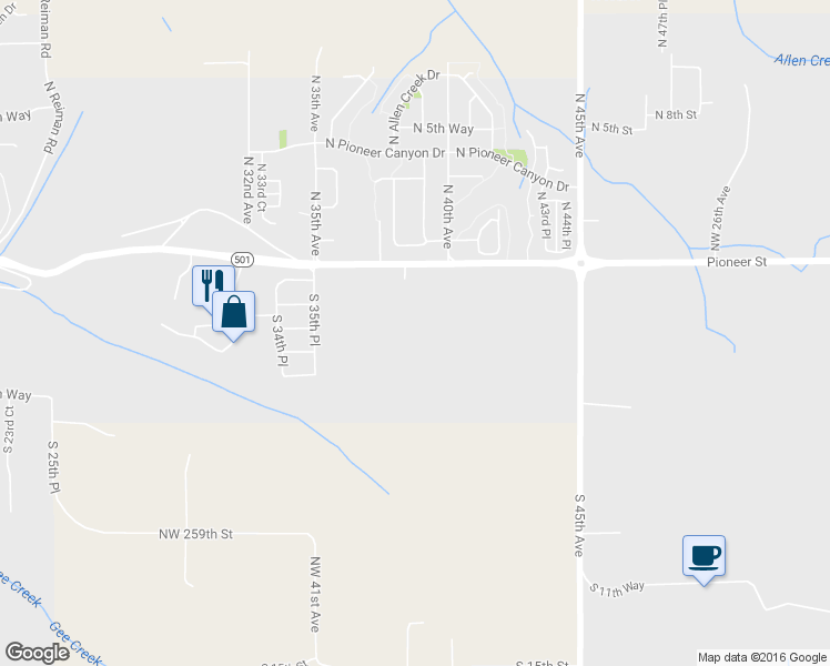 map of restaurants, bars, coffee shops, grocery stores, and more near 3807 Pioneer Street in Ridgefield