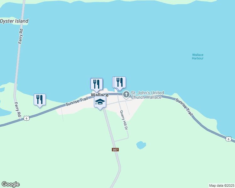 map of restaurants, bars, coffee shops, grocery stores, and more near 13910 Nova Scotia 6 in Wallace