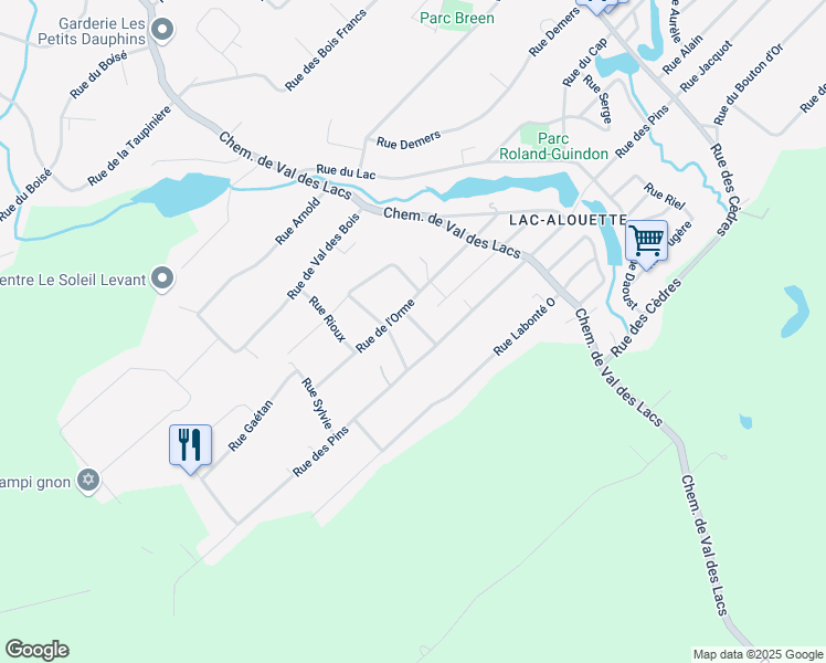 map of restaurants, bars, coffee shops, grocery stores, and more near 315 Rue Juteau in Sainte-Sophie