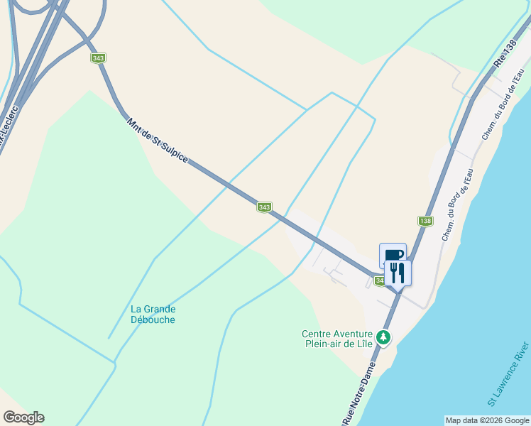 map of restaurants, bars, coffee shops, grocery stores, and more near 144 Montée de Saint Sulpice in Saint-Sulpice