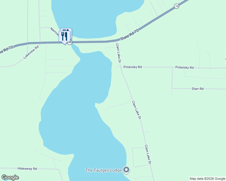 map of restaurants, bars, coffee shops, grocery stores, and more near 24749 Gold Finch Lane in Siren