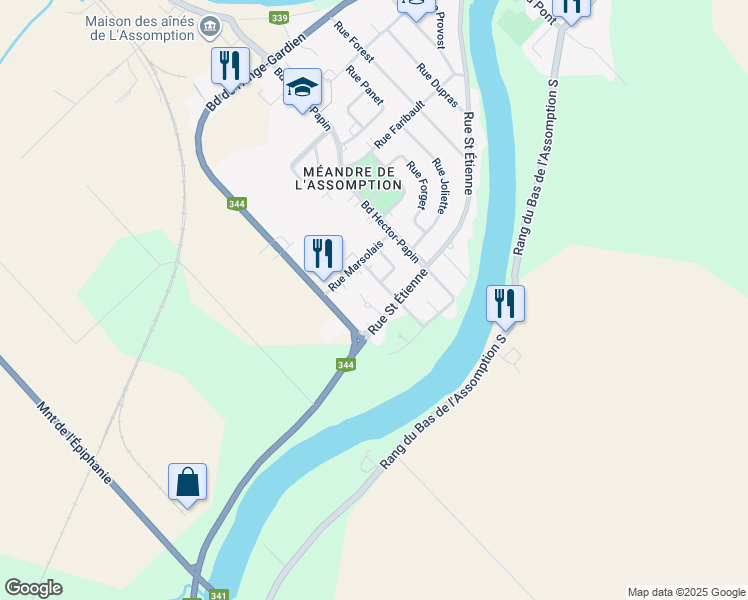 map of restaurants, bars, coffee shops, grocery stores, and more near 6 Place Prud'homme in L'Assomption