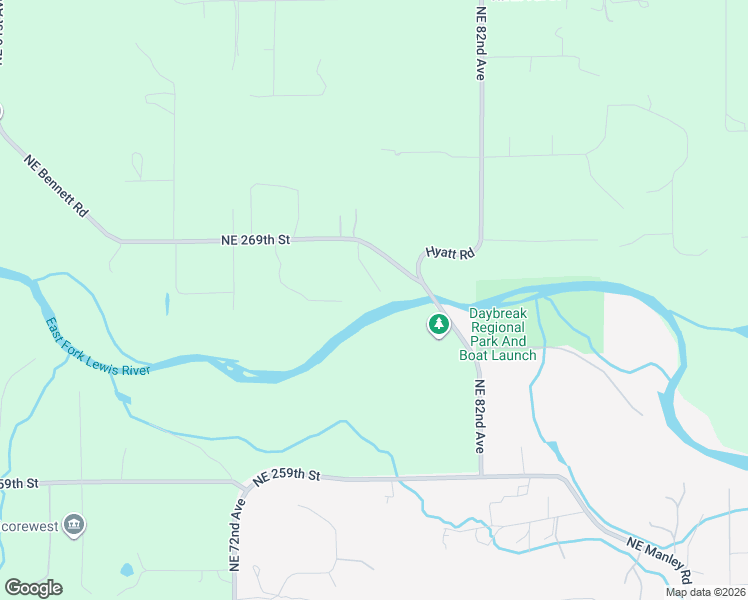 map of restaurants, bars, coffee shops, grocery stores, and more near 26619 Northeast 77th Avenue in Battle Ground
