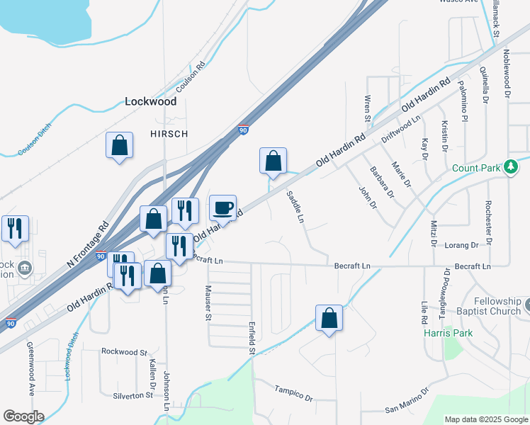 map of restaurants, bars, coffee shops, grocery stores, and more near 924 Copper Valley Circle in Billings