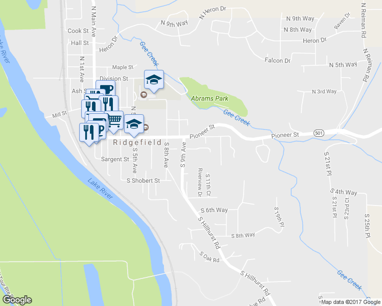 map of restaurants, bars, coffee shops, grocery stores, and more near 909 Highland Street in Ridgefield
