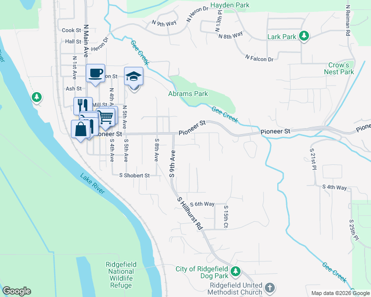 map of restaurants, bars, coffee shops, grocery stores, and more near 915 South Highland Street in Ridgefield