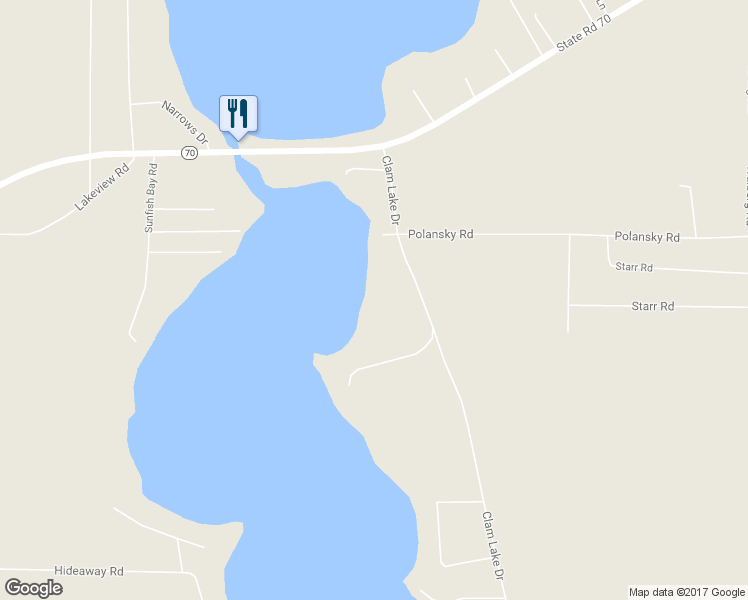 map of restaurants, bars, coffee shops, grocery stores, and more near 24749 Gold Finch Lane in Siren