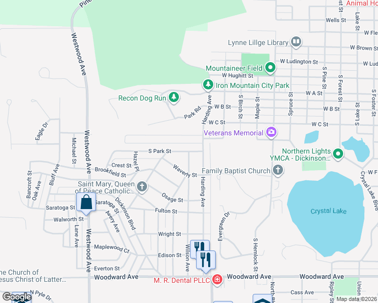 map of restaurants, bars, coffee shops, grocery stores, and more near 698 Wilson Avenue in Kingsford