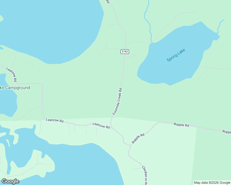 map of restaurants, bars, coffee shops, grocery stores, and more near 7323-7445 Fourmile Creek Road in Three Lakes