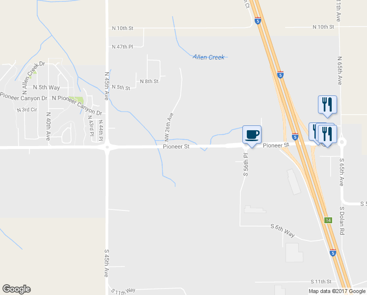 map of restaurants, bars, coffee shops, grocery stores, and more near 5145 Northwest 269th Street in Ridgefield