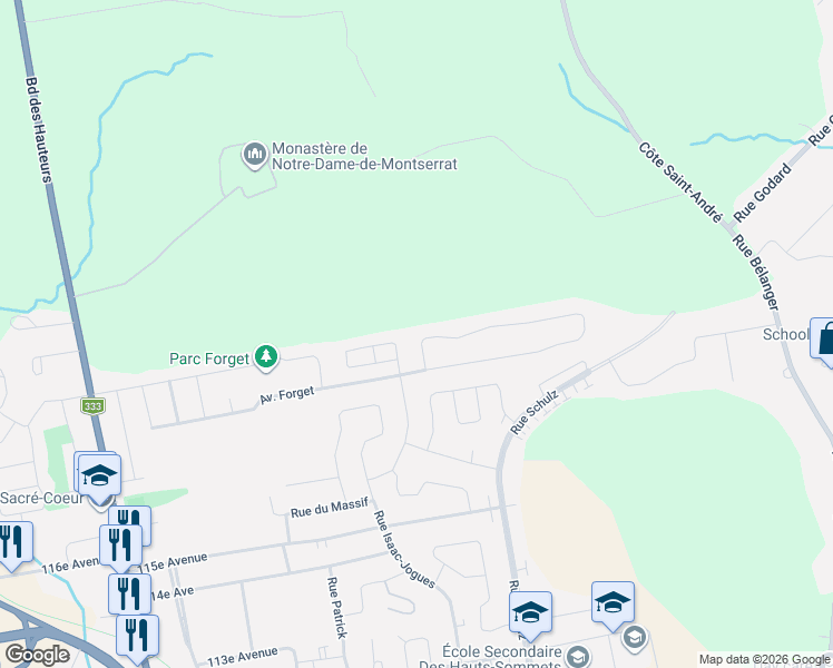 map of restaurants, bars, coffee shops, grocery stores, and more near 118 Rue Jean de Brébeuf in Saint-Jérôme