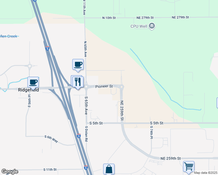 map of restaurants, bars, coffee shops, grocery stores, and more near 11 South 68th Court in Ridgefield