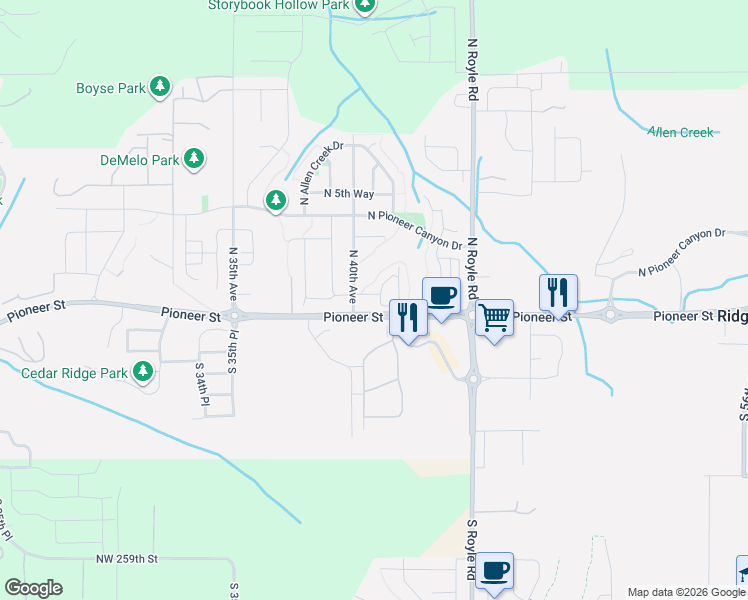 map of restaurants, bars, coffee shops, grocery stores, and more near 10 North 41st Place in Ridgefield
