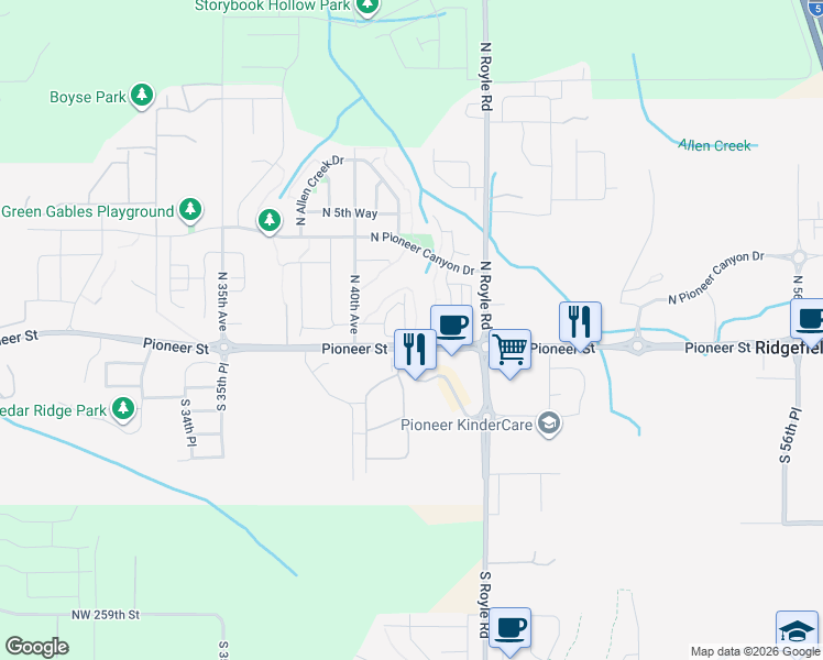 map of restaurants, bars, coffee shops, grocery stores, and more near 11 North 42nd Place in Ridgefield