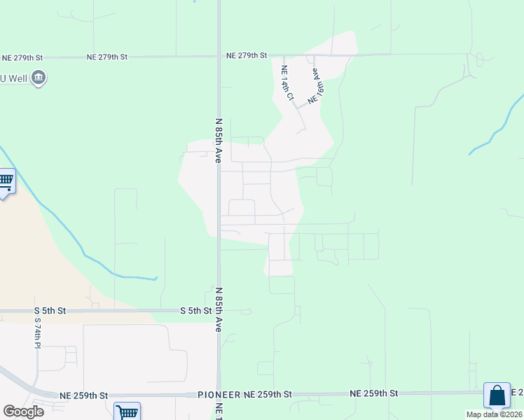 map of restaurants, bars, coffee shops, grocery stores, and more near 8710 North 1st Street in Ridgefield