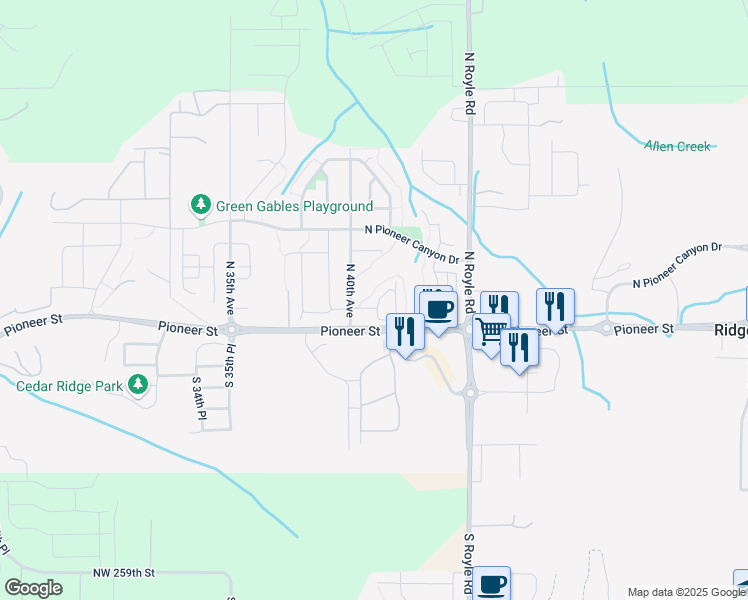 map of restaurants, bars, coffee shops, grocery stores, and more near 10 North 41st Place in Ridgefield