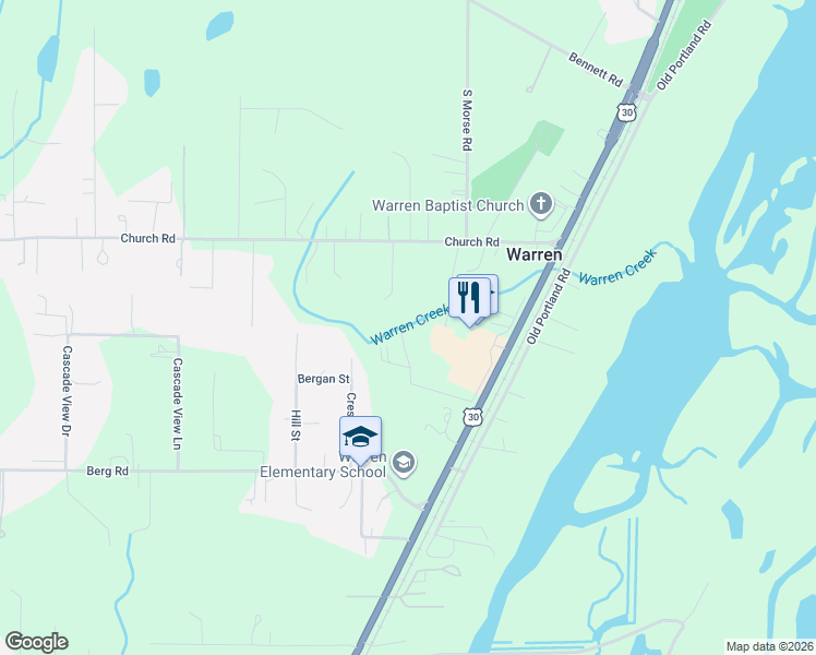 map of restaurants, bars, coffee shops, grocery stores, and more near in Warren