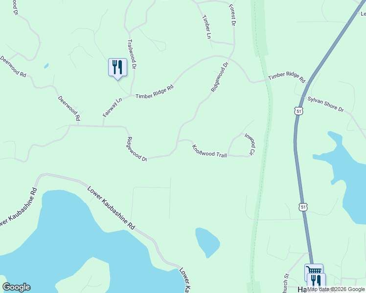 map of restaurants, bars, coffee shops, grocery stores, and more near 9971 Ridgewood Drive in Minocqua