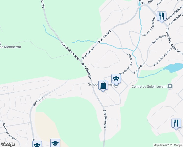 map of restaurants, bars, coffee shops, grocery stores, and more near 1140 Rue Bélanger in Saint-Jérôme
