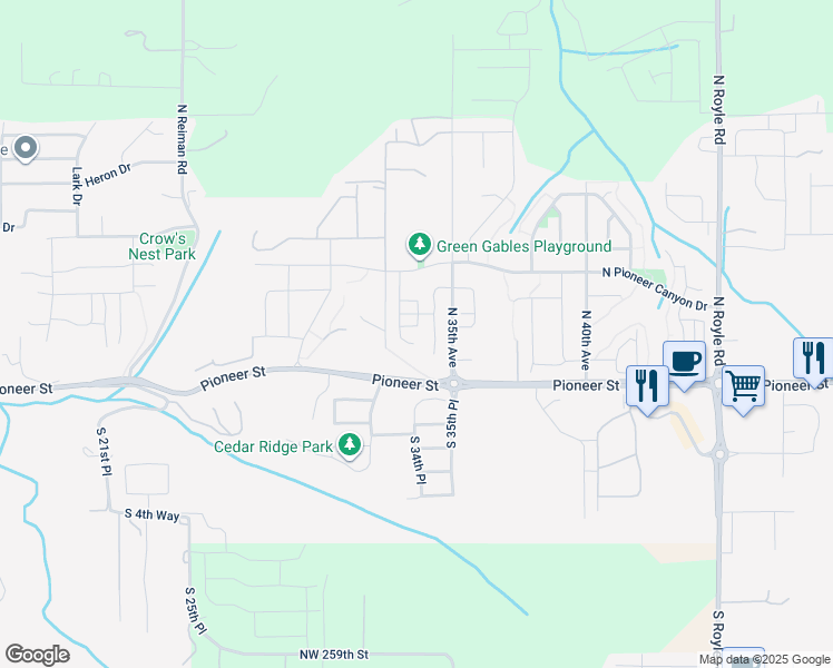 map of restaurants, bars, coffee shops, grocery stores, and more near 202 North 33rd Court in Ridgefield