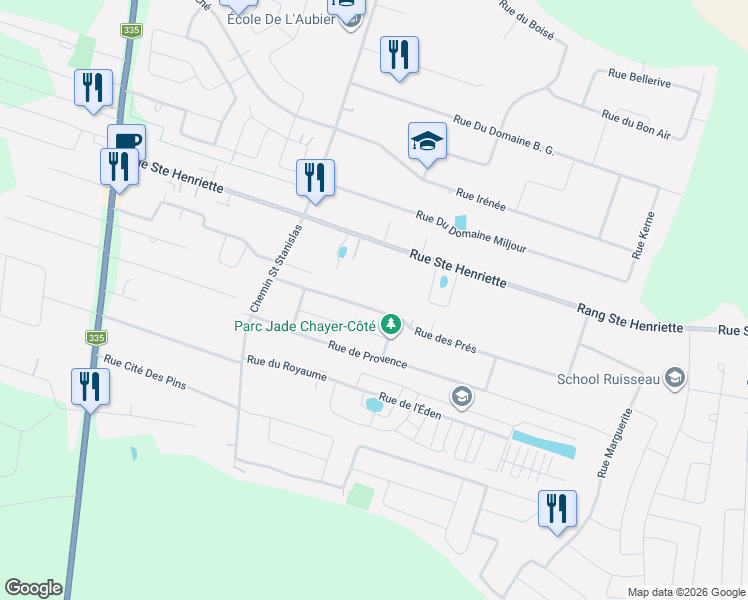 map of restaurants, bars, coffee shops, grocery stores, and more near 673 Rue des Prés in Saint-Lin-Laurentides