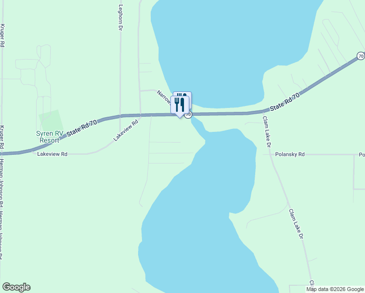 map of restaurants, bars, coffee shops, grocery stores, and more near 6717 White Pines Trail in Siren