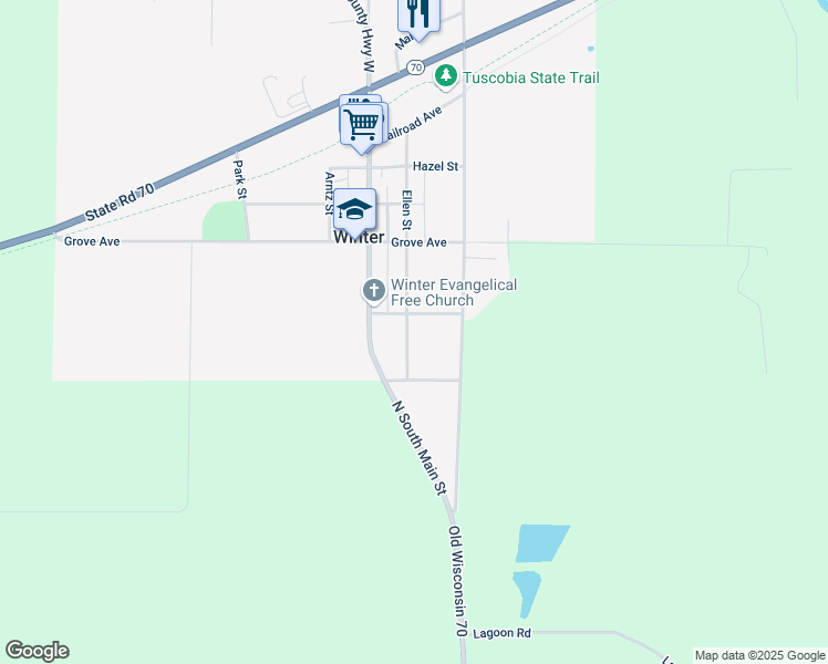 map of restaurants, bars, coffee shops, grocery stores, and more near 5038 Ellen Street in Winter