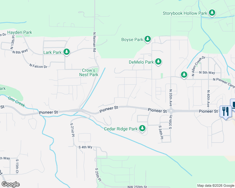map of restaurants, bars, coffee shops, grocery stores, and more near 2834 North Smythe Road in Ridgefield