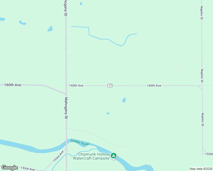 map of restaurants, bars, coffee shops, grocery stores, and more near 160th Avenue in Kanabec County