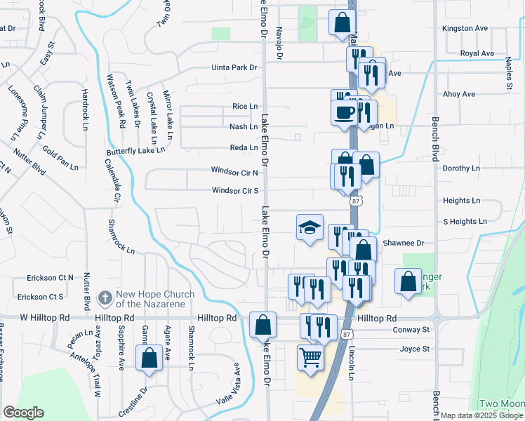 map of restaurants, bars, coffee shops, grocery stores, and more near 1943 Mariposa Lane in Billings