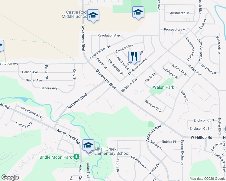 map of restaurants, bars, coffee shops, grocery stores, and more near 1054 Governors Boulevard in Billings