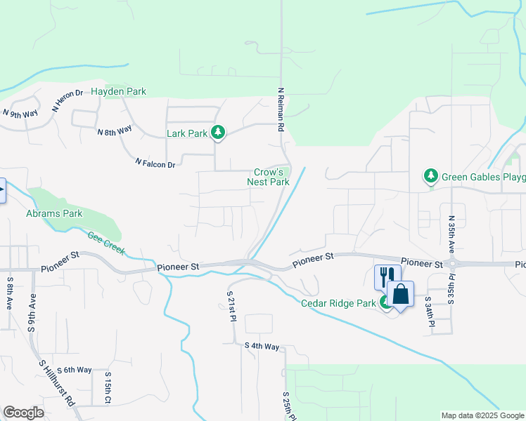map of restaurants, bars, coffee shops, grocery stores, and more near 300 North 23rd Place in Ridgefield
