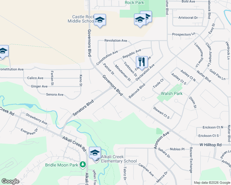 map of restaurants, bars, coffee shops, grocery stores, and more near 1054 Governors Boulevard in Billings